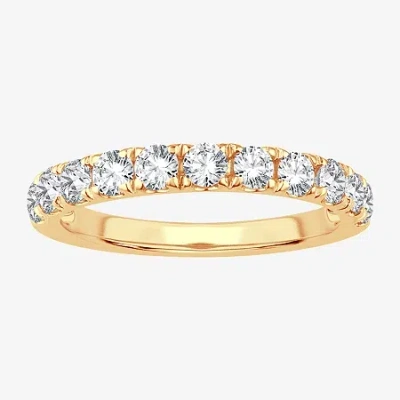 Modern Bride (h-i / Si1-si2) Womens 2mm 1 Ct. T.w. Lab Grown White Diamond 10k Gold Wedding Band In Transparent