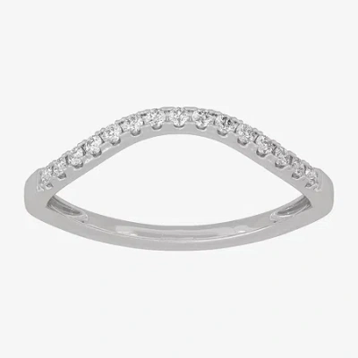 Modern Bride (h-i / Si1-si2) Womens 2mm 1/8 Ct. T.w. Lab Grown White Diamond 10k White Gold Curved Wedding Band In Metallic