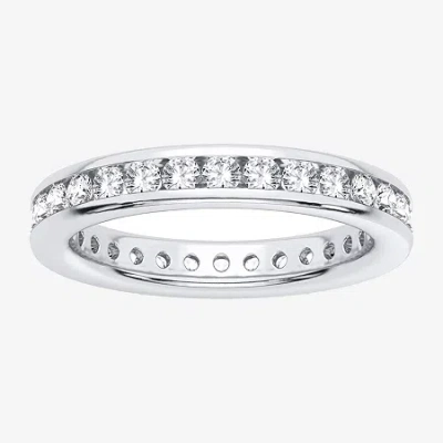 Modern Bride (h-i / Si1-si2) Womens 3mm 1 Ct. T.w. Lab Grown White Diamond 10k White Gold Eternity Wedding Band In Metallic