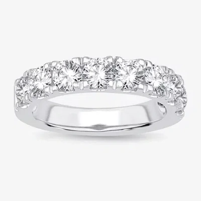 Modern Bride (h-i / Si1-si2) Womens 3mm 2 Ct. T.w. Lab Grown White Diamond 14k White Gold Wedding Band In Metallic