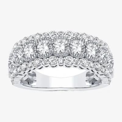 Modern Bride (h-i / Si1-si2) Womens 7mm 2 Ct. T.w. Lab Grown White Diamond 10k White Gold Anniversary Band In Metallic