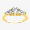 Modern Bride (h-i / Si2-i1) Womens 1 1/2 Ct. T.w. Lab Grown White Diamond 10k Gold Pear Round 3-stone Engagement  In Gold