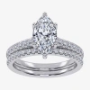 Modern Bride (h-i / Si2-i1) Womens 1 1/2 Ct. T.w. Lab Grown White Diamond 10k White Gold Marquise Side Stone Brid In White