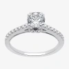 Modern Bride (h-i / Si2-i1) Womens 1 1/4 Ct. T.w. Lab Grown White Diamond 10k White Gold Round Side Stone Engagem In Silver
