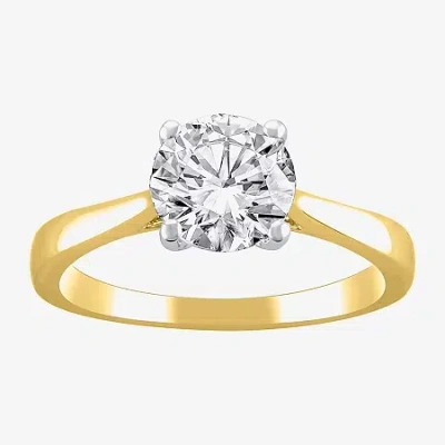 Modern Bride (h-i / Si2) Womens 1 1/2 Ct. Lab Grown White Diamond 14k Gold Round Solitaire Engagement Ring In Yellow