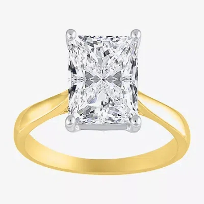 Modern Bride (h-i / Si2) Womens 3 Ct. Lab-grown White Diamond 14k Gold Radiant-cut Solitaire Engagement Ring In Yellow