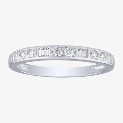 Modern Bride (h / I1) Womens 2mm 1/4 Ct. T.w. Lab Grown White Diamond 10k White Gold Wedding Band In Silver