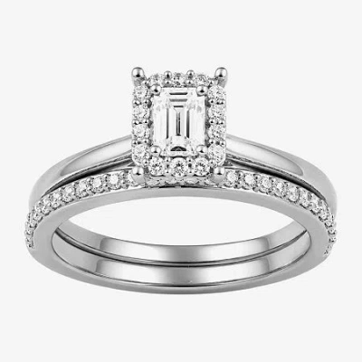 Modern Bride (h / I1-i2) Womens 3/4 Ct. T.w. Lab Grown White Diamond Sterling Silver Halo Bridal Set In Metallic