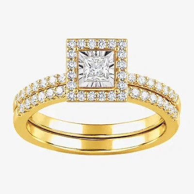 Modern Bride (h / I1-i2) Womens 5/8 Ct. T.w. Lab Grown White Diamond Sterling Silver Side Stone Bridal Set In Gold