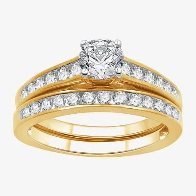 Modern Bride (h-i/i1) Womens 1 Ct. T.w. Lab Grown White Diamond 14k Gold Over Silver Side Stone Bridal Set