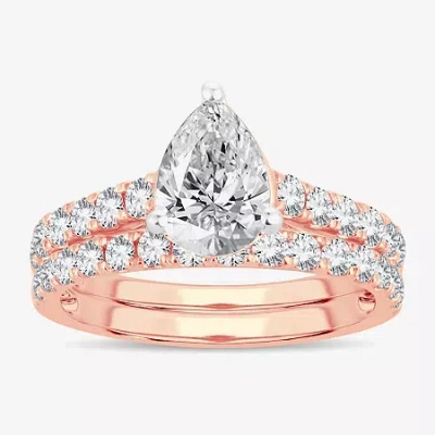Modern Bride (h-i / Si1-si2) Signature By  Womens 2 1/2 Ct. Tw. Lab Grown White Diamond In 14k Gold P In Pink