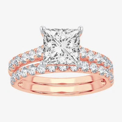 Modern Bride (h-i / Si1-si2) Signature By  Womens 2 Ct.tw Lab Grown White Diamond In 14k Gold Side St In Pink