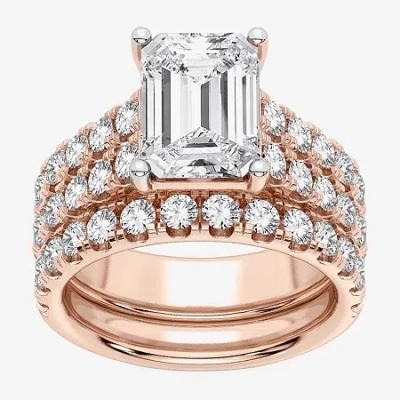 Modern Bride (h-i / Si1-si2) Signature By  Womens 5 Ct. T.w. Lab Grown White Diamond In 14k Gold Emer In Pink