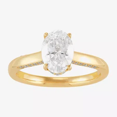 Modern Bride (h-i / Si1-si2) Womens 1 3/4 Ct. T.w. Lab Grown White Diamond 10k Gold Oval Solitaire Engagement Rin In Yellow