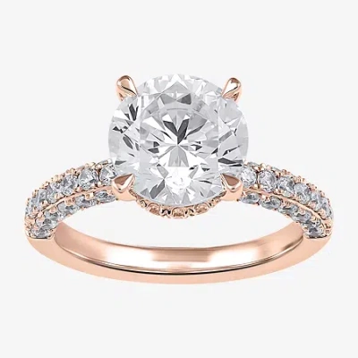 Modern Bride (h-i / Si1-si2) Womens 4 Ct. T.w. Lab Grown White Diamond 10k Or 14k Gold Round Side Stone Engagemen
