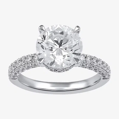 Modern Bride (h-i / Si1-si2) Womens 4 Ct. T.w. Lab Grown White Diamond 10k Or 14k Gold Round Side Stone Engagemen In Pink