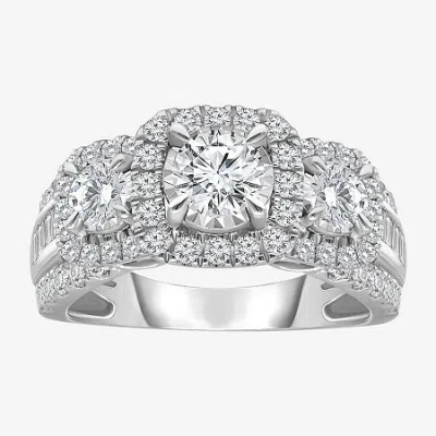 Modern Bride (i / I1) Love Lives Forever Womens 2 Ct. T.w. Lab Grown White Diamond 10k Or 14k White Gold Cushion  In Metallic
