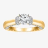 Modern Bride (i / I1) Womens 2 Ct. T.w. Lab Grown White Diamond 10k Gold Or 14k Gold Round Side Stone Engagement  In Yellow