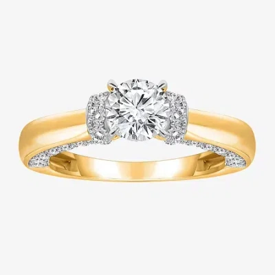 Modern Bride (i / I1) Womens 2 Ct. T.w. Lab Grown White Diamond 10k Gold Or 14k Gold Round Side Stone Engagement  In Yellow