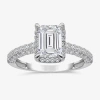 Modern Bride (i / I1) Womens 3 Ct. T.w. Lab Grown White Diamond 10k White Gold Side Stone Halo Engagement Ring In Silver