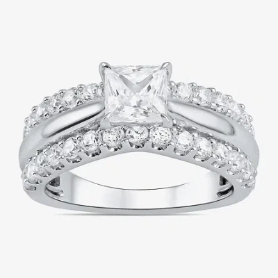 Modern Bride (i / I2) Womens 2 Ct. T.w. Lab Grown White Diamond 10k White Gold Engagement Ring In Transparent