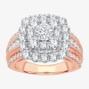 Modern Bride (i / Si1-si2) Womens 3 Ct. T.w. Lab Grown White Diamond 10k Gold Cushion Side Stone Engagement Ring In Pink