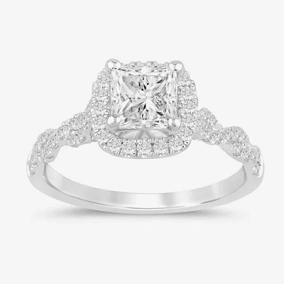 Modern Bride (i / Si2) Womens 1 1/2 Ct. T.w. Lab Grown White Diamond 10k Gold Side Stone Engagement Ring In Transparent