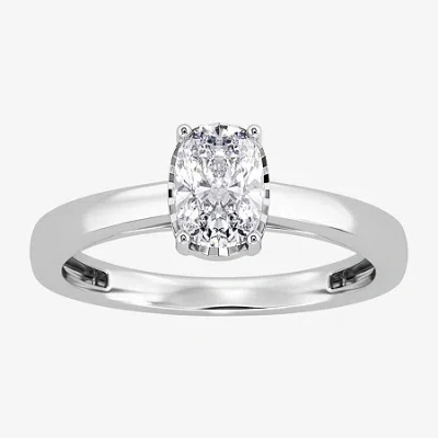 Modern Bride (i / Si2) Womens 1 Ct. Lab Grown White Diamond Sterling Silver Cushion Solitaire Engagement Ring
