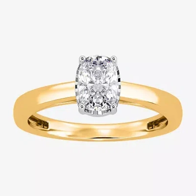 Modern Bride (i / Si2) Womens 1 Ct. Lab Grown White Diamond Sterling Silver Cushion Solitaire Engagement Ring In Gold