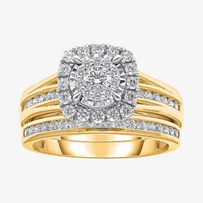 Modern Bride (i / Si2) Womens 1 Ct. T.w. Lab Grown White Diamond 10k Or 14k Gold Cushion Side Stone Halo Bridal S