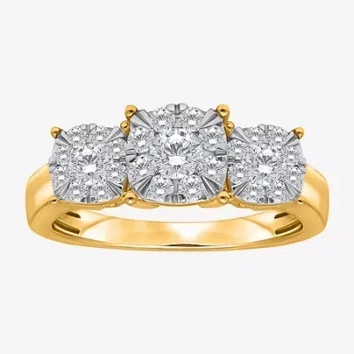 Modern Bride (i / Si2) Womens 1 Ct. T.w. Lab Grown White Diamond 14k Gold Over Silver Round 3-stone Engagement Ri