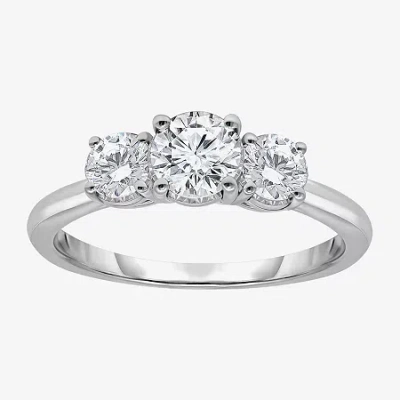Modern Bride (i / Si2) Womens 1 Ct. T.w. Lab Grown White Diamond Sterling Silver Round 3-stone Engagement Ring In Metallic
