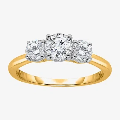 Modern Bride (i / Si2) Womens 1 Ct. T.w. Lab Grown White Diamond Sterling Silver Round 3-stone Engagement Ring In Yellow