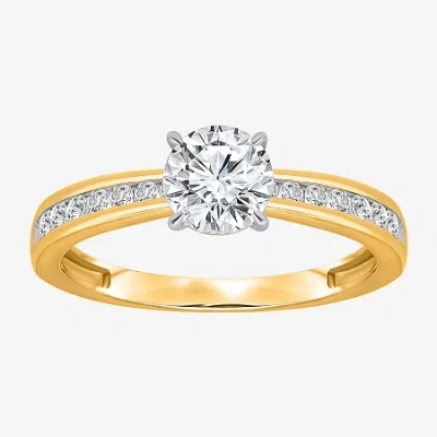 Modern Bride (i / Si2) Womens 1 Ct. T.w. Lab Grown White Diamond Sterling Silver Round Side Stone Engagement Ring In Gold