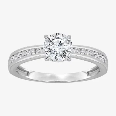 Modern Bride (i / Si2) Womens 1 Ct. T.w. Lab Grown White Diamond Sterling Silver Round Side Stone Engagement Ring In Metallic