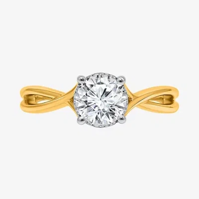 Modern Bride (i / Si2) Womens 1 Ct. T.w. Lab Grown White Diamond Sterling Silver Round Solitaire Engagement Ring In Yellow