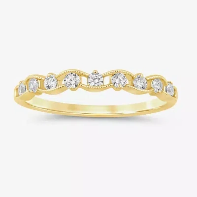 Modern Bride (i / Si2) Womens 1/4 Ct. T.w. Lab Grown White Diamond 10k Gold Wedding Band In Transparent
