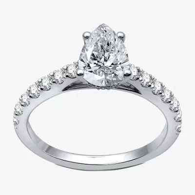 Modern Bride (i / Si2) Womens 2 1/2 Ct. T.w. Lab Grown White Diamond 10k White Gold Pear Engagement Ring