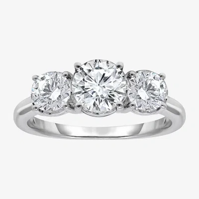 Modern Bride (i / Si2) Womens 2 Ct. T.w. Lab Grown White Diamond Round 3-stone Engagement Ring In Metallic