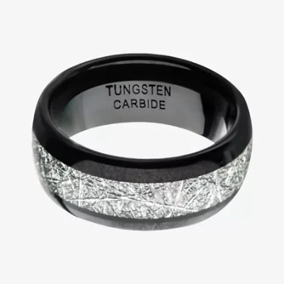 Modern Bride Inox Jewelry Mens 8mm Tungsten Wedding Band In Black