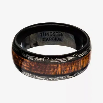 Modern Bride Inox Mens Jewelry 8mm Tungsten Wedding Band In Black