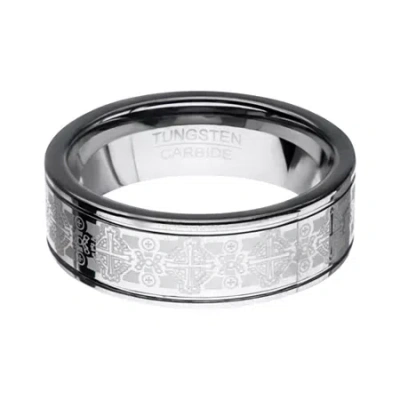Modern Bride Inox Mens Jewelry 8mm Tungsten Wedding Band In Gray