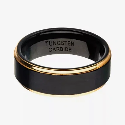 Modern Bride Inox Mens Jewelry Mens 8mm Tungsten Hypoallergenic Wedding Band In Black