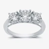 Modern Bride Love Lives Forever 1 Ct.t.w. Natural Diamond 3-stone Engagement Ring In 10k Or 14k Gold In White