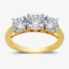 Modern Bride Love Lives Forever 1 Ct.t.w. Natural Diamond 3-stone Engagement Ring In 10k Or 14k Gold In Yellow