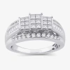 Modern Bride Love Lives Forever 1 Ct.t.w. Natural Diamond Side Stone 3-stone Engagement Ring In 10k Or 14k Gold In White