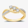 Modern Bride Love Lives Forever 1/3 Ct.t.w. Natural Diamond 10k Gold 3-stone Promise Ring In Gold