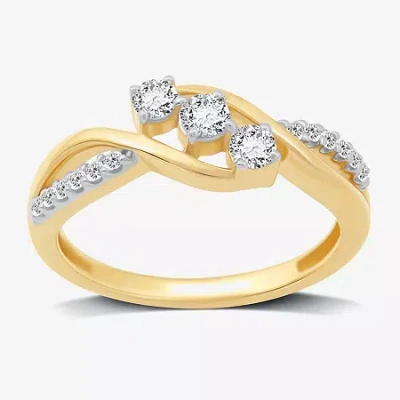 Modern Bride Love Lives Forever 1/3 Ct.t.w. Natural Diamond 10k Gold 3-stone Promise Ring