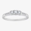Modern Bride Love Lives Forever 1/4 Ct.t.w. Natural Diamond 3-stone Ring In Silver
