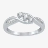 Modern Bride Love Lives Forever 1/5 Ct.t.w. Natural Diamond Three-stone Promise Ring In White